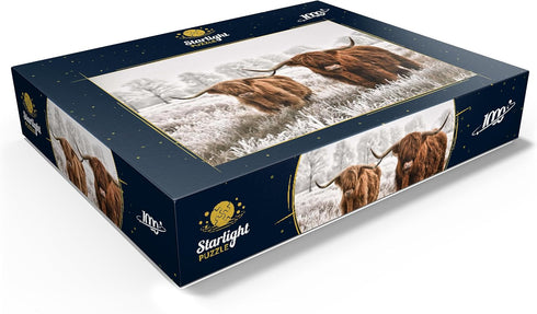 MyPuzzle Hairy Scottish Highland Cattle in A Winter Landscape, Premium 1000 Piece Jigsaw Puzzle
