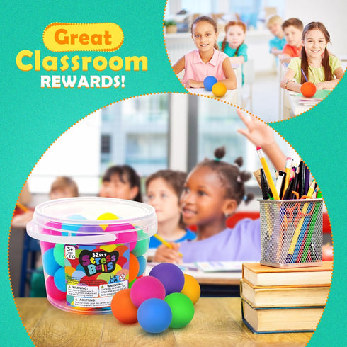 32 Pack (1.8") KLT Stress Balls Bulk for Kids and Adults: Mini Squishy Ball for Stress Reduce- Color Changing Sensory