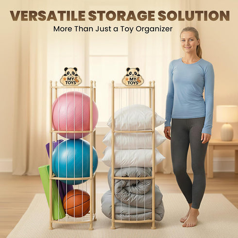 PPJOKERBOY 15.7 15.7 53.5 Stuffed Animal Storage Organizer, Wooden Plush Storage Tower with Elastic Cords, Space-Saving