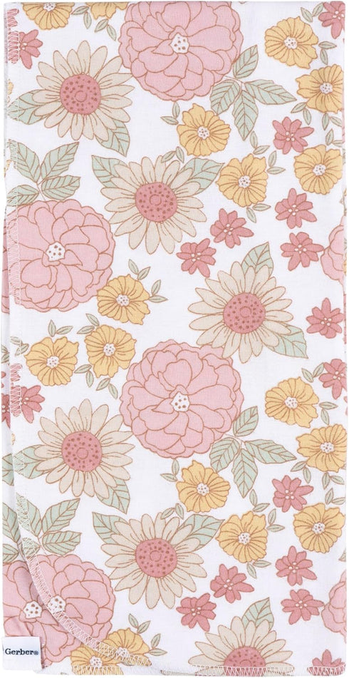 Gerber Unisex Baby 100% Cotton Flannel Receiving Blankets, 30x30 Inches (Pack of 4), Retro Floral