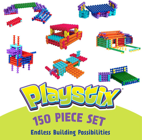 Set 4 150 POPULAR PLAYTHINGS Playstix Construction Toy with Building Sticks for STEM and Classroom Use, for Kids Ages