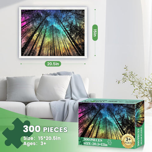 300 300 20.5 15 Pieces Puzzles for Adults | Aurora Forest Jigsaw Puzzles | Large Piece Puzzle for Children Adults