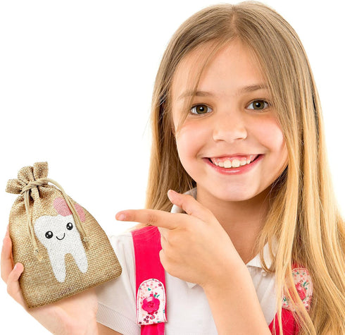 Tooth Fairy Bag Pouch for Boys and Girls to Place Under Pillow Milk Teeth Container Box for Tooth Holder Keepsake Gift