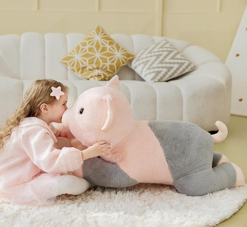 IKASA Giant Fragrant Pig Stuffed Animal Plush Toy, 30" Jumbo Soft Toy, Cute Fluffy Oversized Plushie for Kids