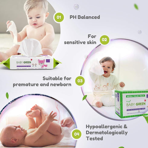 Pack (6 Packs 72) 432 99% Biodegradable Baby Wipes Natural Perfume of Pure Water Plastic Free Moist Newborn Diaper