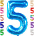 KatchOn Giant Blue Number 5 Balloon, 40 Inch, 5th Birthday Decorations for Boys, Shark Theme