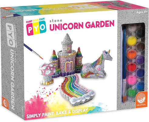 MindWare Paint Your Own Stone Unicorn Garden Weather-Resistant Garden Rocks Paint Kit