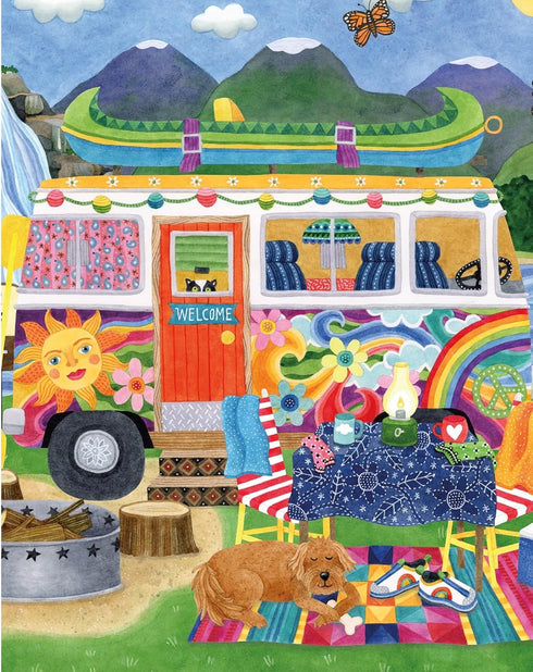 Ceaco 5 in 1 Multipack Happy Camper, (2) 300 Piece, (2) 500 Piece, (1) 750 Piece Jigsaw Puzzles
