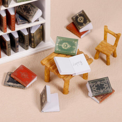 36 1:12 1 Bookcase,4 Pcs Scale Miniatures Dollhouse Books and White Wooden Floors Furniture Display Bookshelf Cabinet