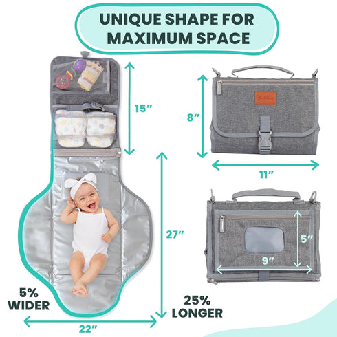 Portable Changing Pad for Baby Soft, Comfortable Portable Diaper Changing Pad with Wipes Pockets, Waterproof and Easy
