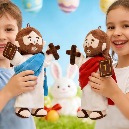 13.4" Yelakey Jesus Plush Doll with Jointed Skeleton Jesus Plushie Poseable Jesus with Removable Accessories Easter