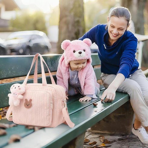 Lushandy Baby Diaper Bag Tote, Mom Bag Crossbody Diaper Bags Baby Travel Bags for Girl Paaleras Para Bebe (Pink, Large)