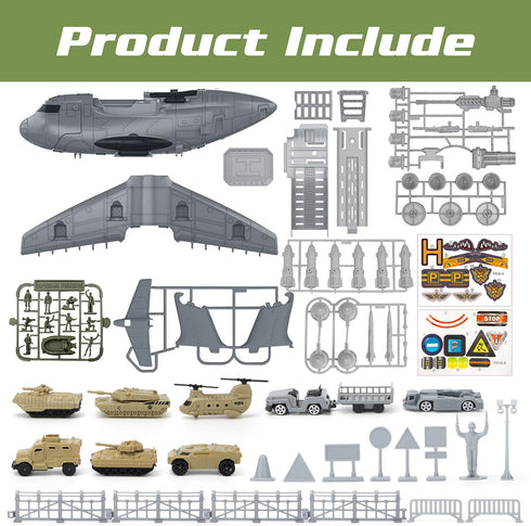 8 4-7 XDUOYJOY Military Airplane Toy, Army Toys Fighter Jet with Vehicles, Army Men Trucks Airplanes Helicopter Car