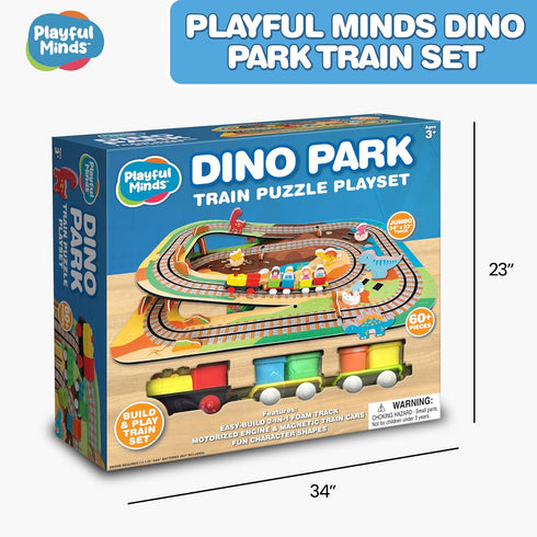 Playset 60 Set 3-5 Playful Minds Dino Park Train Puzzle Pc Build and Play Railway for Toddlers and Kids Ages EVA Foam