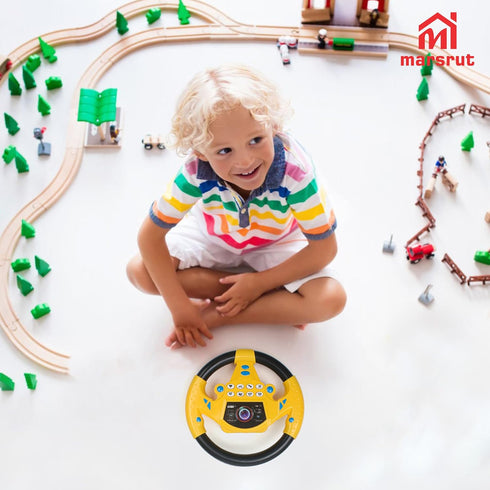 3+ Steering Wheel Simulated Toy for Kids Babies Years Old, Small Electronic Simulated Driving Driver Racing Toy