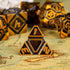 Metal UFO Dice Set: 7 Die Metal Polyhedral Dice for DND Role Playing Games with Skull Bag (Ancient Gold)