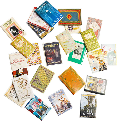X Hot Popcorn Miniatures Dollhouse Books, 25PCS 1:12 Scale Mini Books for Doll House Decor