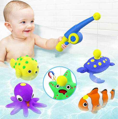 Staroud (10 Packs) Color Changing No Hole Magnetic Fishing Bath Toys for Kids Toddlers Baby, Color Change Water Table