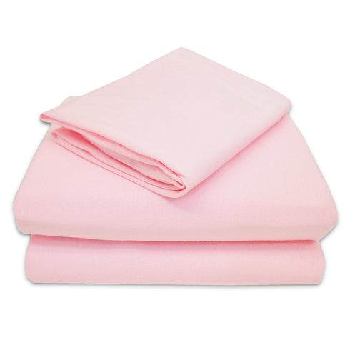 TL Care 100% Natural Cotton Jersey Knit Toddler Sheet Set, 3-Piece, Pink, Soft Breathable for Girls