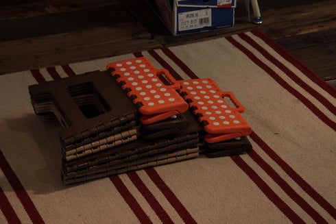 AZUMAYA Folding Step Stool, 15.4" Height, Brown and Orange, Model FKF-622OR