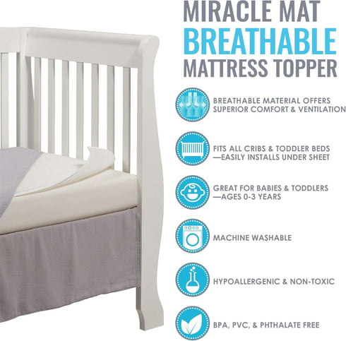 L.A. Baby Miracle Crib Mattress Topper - Breathable and Comfortable Design