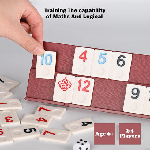 Rummy 106 Rummy Adults,4 Trays,Timing(2-4 Smilejoy Cube Game Four Players Edition, Deluxe Tiles Cube with Portable