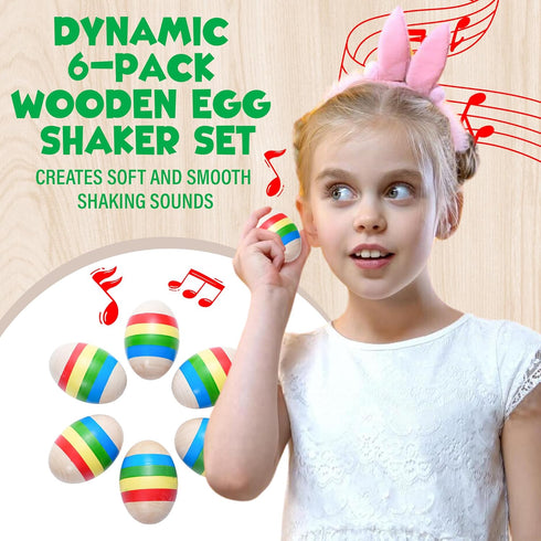 IPIDIPI Toys Egg Shakers Maracas - 6-Pack Colorful Wooden Musical Eggs for Baby, Toddler, and Party Favors