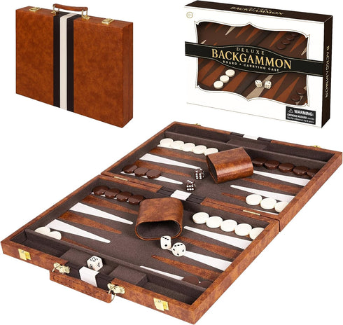 Premium Backgammon 15 Inches Medium Brown - Backgammon Sets for Adults and