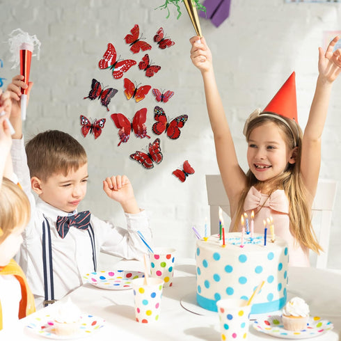 24PCS Butterfly Wall Decals, Removable 3D Butterflies Decor for Kids Room Bedroom Decoration