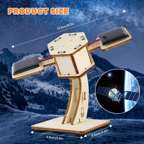 winsonik 3D DIY Rotating Solar Satellite - Wooden Puzzle Building Toy.STEM Educational Science Craft Model Kit