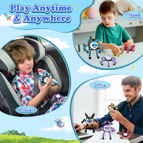 2 8-12 PCS Transformable Fidget Spinners Toys for Kids and Adults Stress Relief Autism Sensory Toy for Boys Teens