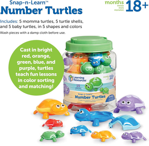 Set 15 18+ Counting, Learning Resources Number Turtles - Pieces, Ages Months, Fine Motor Toys for Toddlers, Color