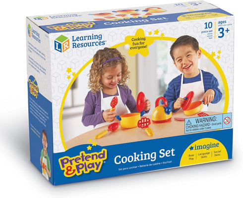 Learning Resources Pretend & Play Cooking Set - 10 Pieces, Kitchen Play Toys for Toddlers, Ages 3+