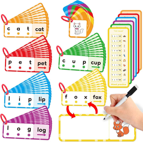 CVC Word Games Flash Cards, Phonics Games for Toddlers Kids, Educational Learning Activities for Preschool