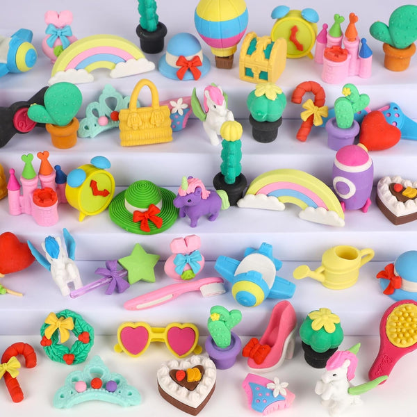 72 Pcs Erasers for Kids, Mini Pencil Eraser Bulk Classroom Prizes, Fun Puzzle Erasers for Back to School Supplies