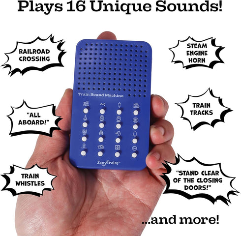 16 16 Train Noisemaker with Sounds, Train Whistles, Horns, Conductor and Engine Noises, Portable Electronic Sound Maker