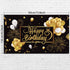Blulu Happy Birthday Banner Sign, Large Fabric Glitter Poster for Birthday Decoration Supplies (Black and Gold)