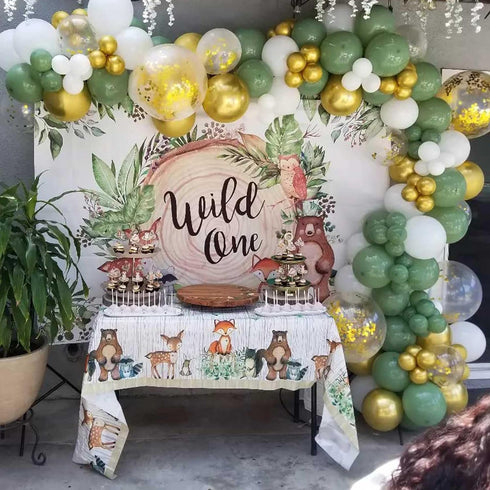 3ct Woodland Plastic Tablecloth Creatures Fox Birthday Baby Shower Banner Wild One Welcome Baby Forest Animal Friends