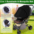 Wanateber 2-in-1 Baby Mosquito Net for Stroller Sun Shade, Stroller Cover for Sun Protection with Two-Way Zipper