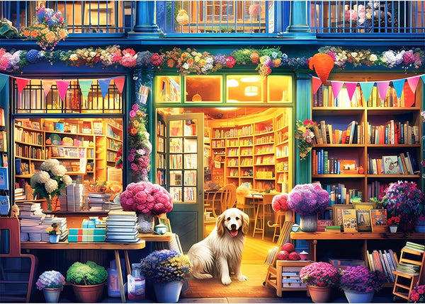 500 Piece Puzzles for Adults, Funny Bookstore Dogs Jigsaw Puzzles, Great Gift for Family Friends, Size 20.5 x 15 in