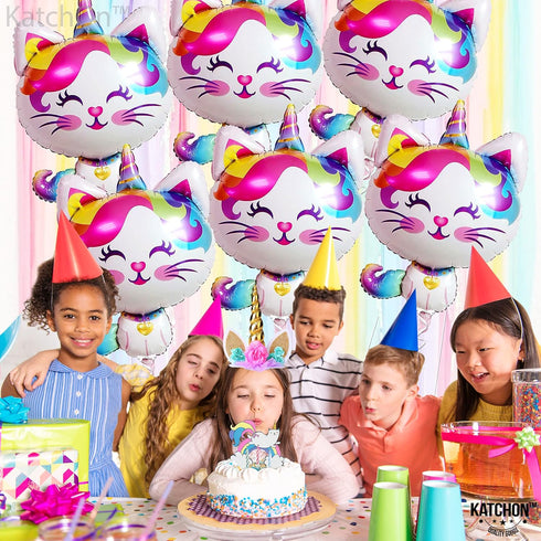 KatchOn Caticorn Birthday Party Supplies, Big 36 Inch, Pack of 6 Cat Balloons for Birthday Decorations