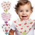 Nuby Reversible 100% Natural Cotton Muslin Teething Bib, 3 Piece Set, Pink, Aqua, Purple, Flower, Butterfly, Stripes