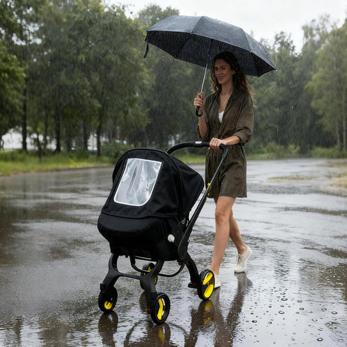 Waterproof Baby Car Seat Cover, Car Seat Rain Cover with Clear Window & Breathable Mesh, Universal Baby Carrier Cover