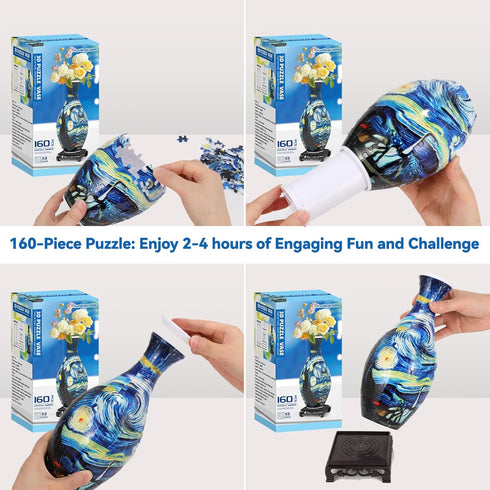YunSheCSBS 3D 160 Puzzles Vase for Adults, Crafts for Adults, Pieces Plastic DIY Unique Flower Vase with LED Light
