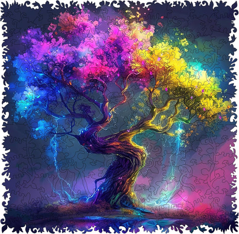 Jiroinlly Wooden Puzzles for Adults 500 Pieces, Tricolor Tree of Life, Wood