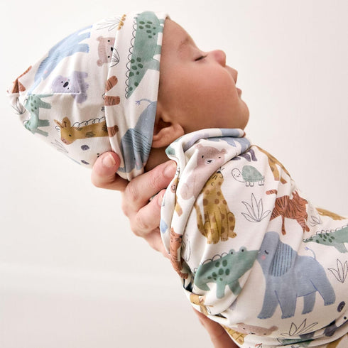 Set, Little Sleepies Swaddle & Beanie Viscose from Bamboo Baby Swaddle Blanket Wrap Unisex Newborn Hospital Outfit