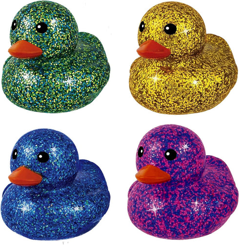 (4 4343-4s JA-RU Giant Glitter Rubber Ducks Rubber Duckies Assorted) Baby Bath Toys & Pool Beach Essentials. Stress