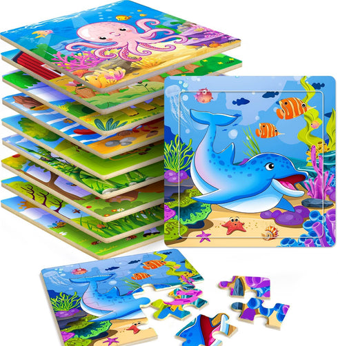 Puzzles for Kids Ages 4-6, 10 Pack of 20 Piece Wooden Jigsaw Puzzles for Toddlers, Educational Toys