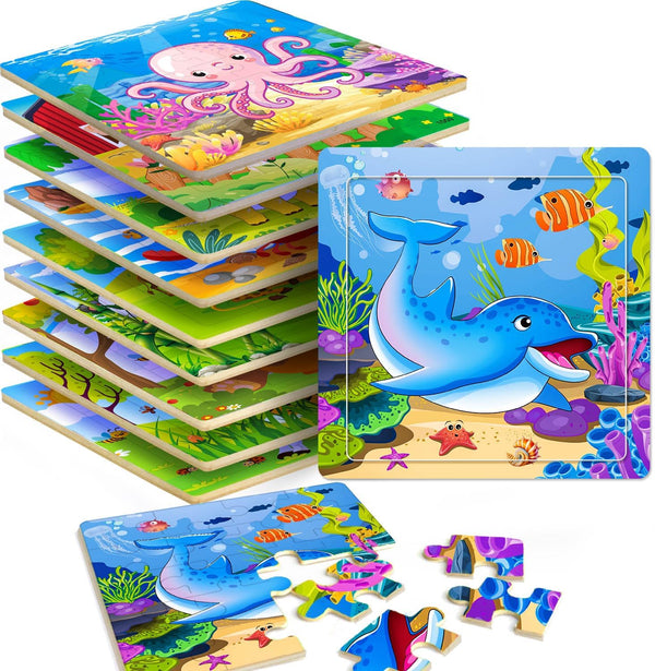 Puzzles for Kids Ages 4-6, 10 Pack of 20 Piece Wooden Jigsaw Puzzles for Toddlers, Educational Toys