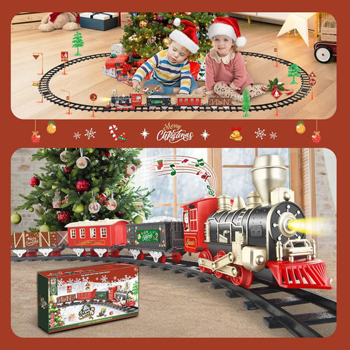 Set 4-8 20-Piece Set JQ JUQU Electric Train for Kids Ages with Lights and Music - Toy Train and Tracks for Children